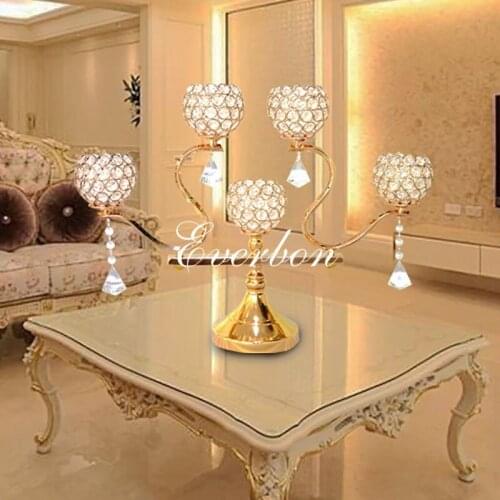 5pcs/lot, 5 Head 445mm Height Crystal Metal Candle Holders for Wedding Centerpiece Decorations, Dinner Table, Home Decor
