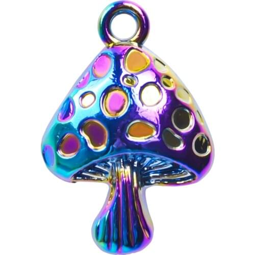 5pcs Mushroom Pendant Food Charms For Jewelry Making DIY Necklace Earrings Accessories Handmade Material Rainbow Color Supplies