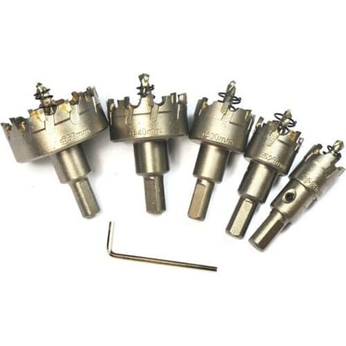5PCS Drill Steel Wood Carbide Tip Bit Metal Cutter Cutting Hole Saw Set Stainless Holesaw 20mm 25mm 30mm 40mm 50mm