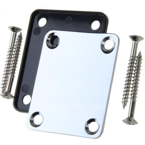 5x Chrome Elec GUITAR Neck Plate & Screws For Fender