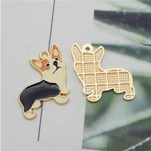 8pcs Mix enamel dog charm for jewelry making cute earring pendant bracelet necklace charms diy design charms corgi jewelry gift