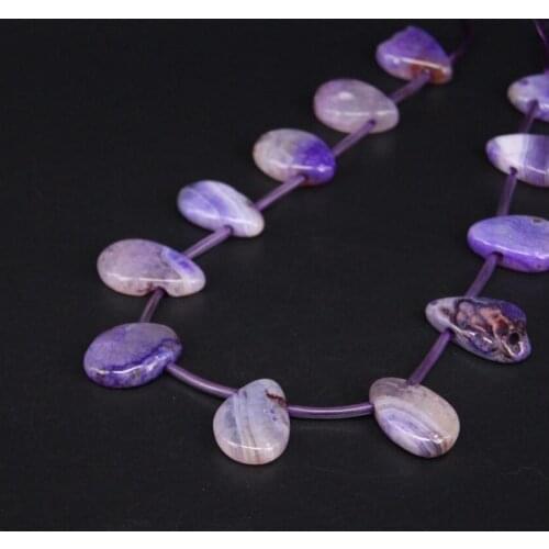 15.5"/strand Top Drilled Purple Crack Natural Agates Freeform Slab Loose Beads,Raw Stone Slice Nugget Pendants Jewelry Making