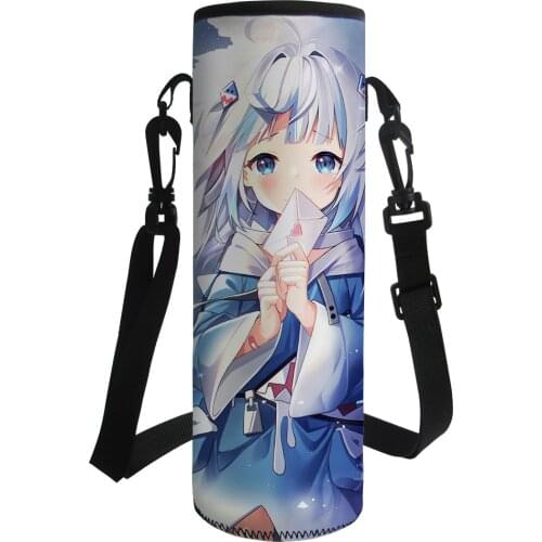 Anime Hololive Print Water Bottle Carrier Neoprene Water Bottle Holder Bag Case Pouch Cover 500-1000ML Adjustable Shoulder Strap