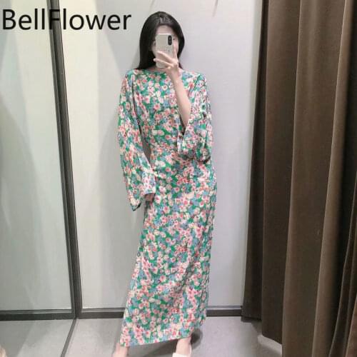 Long Dresses for Women Japanese Fashion Boho Backless Sexy Long Sleeve O-Neck Pullover Zipper Loose Small Code Summer Dress