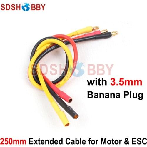 Motor & ESC Extended Cable 14AWG Silicone Cable 250mm Extension Cable Wire with 3.5mm Banana Plug Airplane Multicopter Accessory