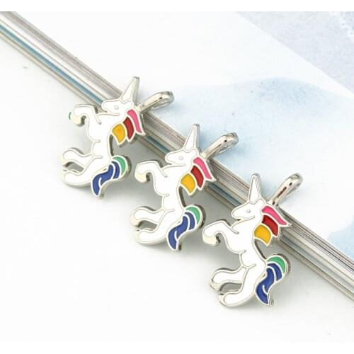 5pcs/Pack Unicorn Enamel Charms For Jewelry Findings DIY Pendant Making Handmade Necklace Eardrops Kolye Accessory C210