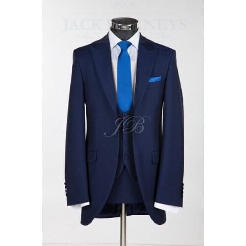 Custom Made Mens Suits Groom Tuxedos Groomsmen Wedding Party Dinner Best Man Suits Blazer (Jacket+Pants+Vest+Tie) NO:582