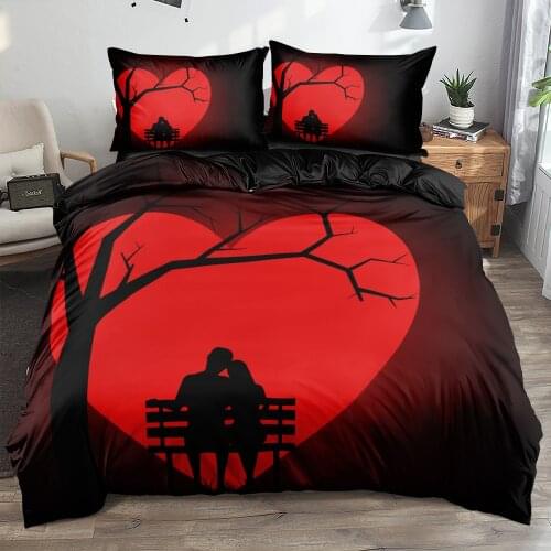 3D Bedclothes Quilt Covers Sets Linens Bed Set Pillow Shames Sets King Queen Full Twin Size Custom Valentine White Home Textile