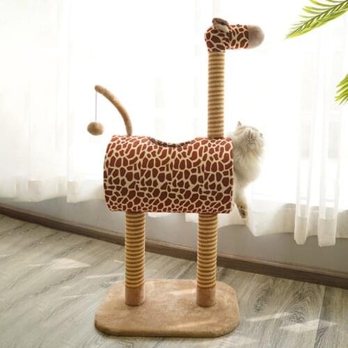 Height 105 cm Cat Tree High Stability Cat Climbing Scratching Frame with Hanging Ball cat scratcher Cat House HW101