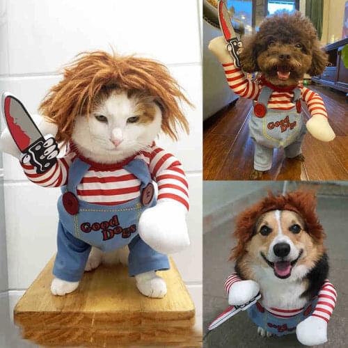 Dog Costumes Funny Clothes Chucky Style Funny Pet Cosplay Costume Sets Novelty Clothing For Bulldog Pug christmas dogs luxury