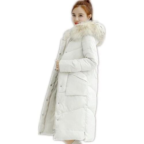 New Winter Women Down Jacket 2018 Casual Winter Jacket For Women Large Fur Collar Parkas Female Slim Winter Warm Coat Q1004