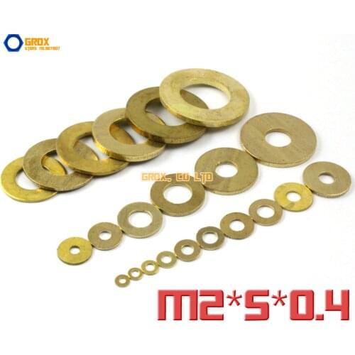 1000 Pieces M2 x 5 x 0.4mm Brass Flat Washer