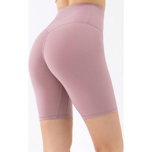 Summer Thin Nylon Biker Workout Shorts Gym Long Shorts Women High Waist Plain Squat Proof Fitness Workout Athletic Shorts