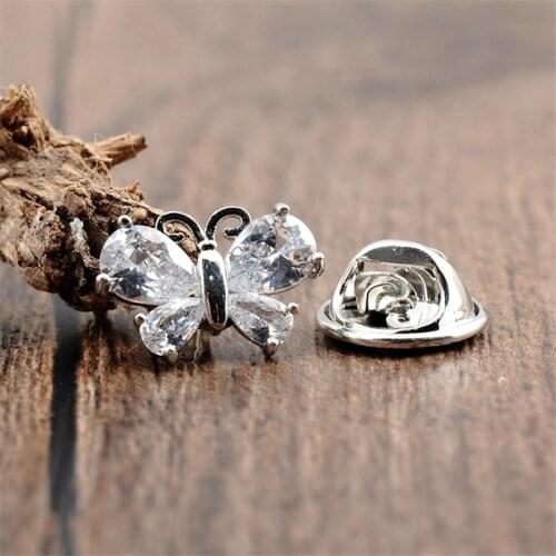 Cute Small Silver Color Zircon Butterfly Shape Brooch Simple Cardigan Collar Pins Accessories Brooch Pin Jewelry