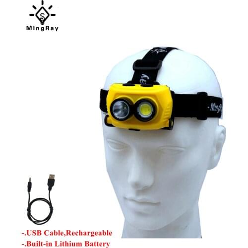 MingRay USB Rechargeable Headlamp for fishing lithium battery CREE 3W LED Headlight camping Flashlight on head plastic
