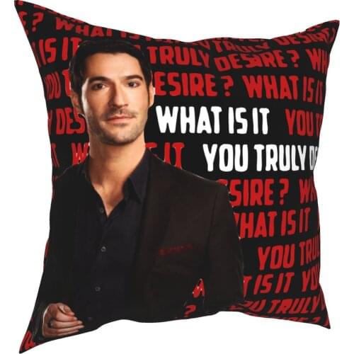 What Is It You Truly Desire Lucifer Pillow Cover Decoration Tv show Cushions Throw Pillow for Sofa Double-sided Printing Casual