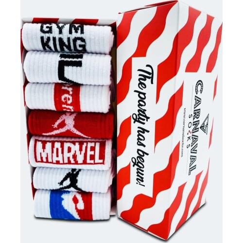 7Pcs Unisex Gym Athletic Sports Socks Set Custom Boxed Basketball Socks Summer Season Cotton Comfortable Hiking Socks Size 36-44