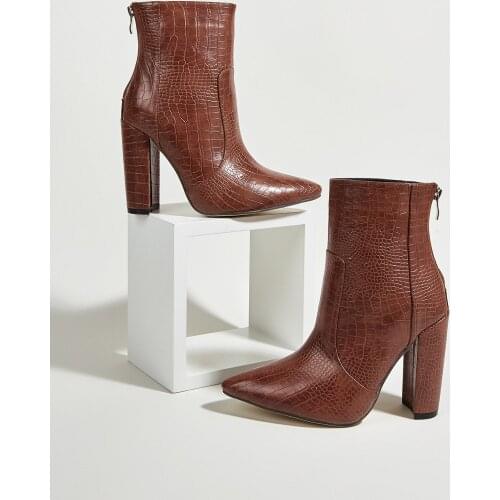 2020 Autumn Motorcycle Western Cowboy Boots Women Patent leather Short Cossacks High Heels High top Cowgirl Ankle Botas