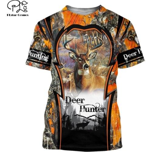 PLstar Cosmos Animal Deer Bow Hunting Hunter Camo suit Harajuku New Fashion 3DPrint Unisex Shorts Sleeves T-shirts Men/Women s-2
