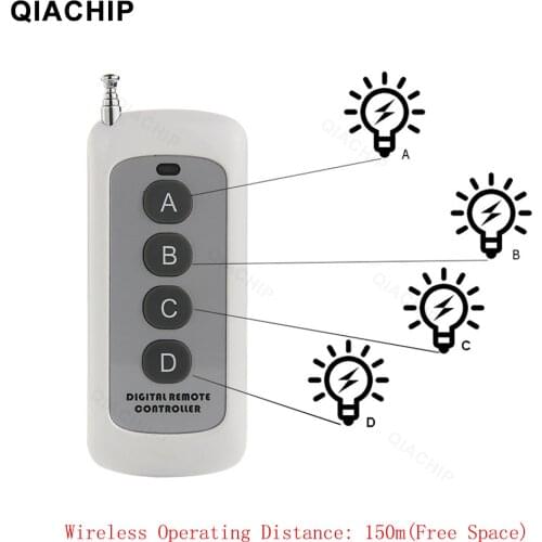 QIACHIP 433MHz 4 CH Button Remote Control 1527 Code 100-200m Remote Transmitter Wireless Key For Smart Home Garage Opener Door