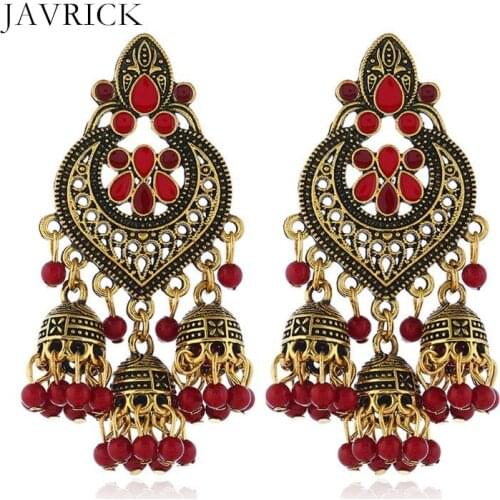 Retro Indian Bollywood Kundan Jhumka Jhumki Drop Earrings Gypsy Dangle Earring Jewelry Women Ear Accessories Jewelry Gift