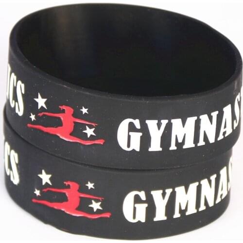 1PC Silicone Dancer Wristbands 1" Wide Gymnastics Sport Silicone Bracelet Fitness Bangles Silicone Wristband Gift Armband SH096