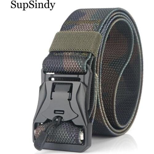 SupSindy Military Equipment Combat Magnetic Metal Buckle Outdoor Tactical Belts for Men Army Training Nylon Waistband male strap