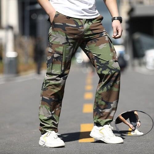 Outdoor Military Camo Tactical Pants Mens Spring Autumn Water Resistant Stretch Casual Sports Trousers Multi-pocket Overalls