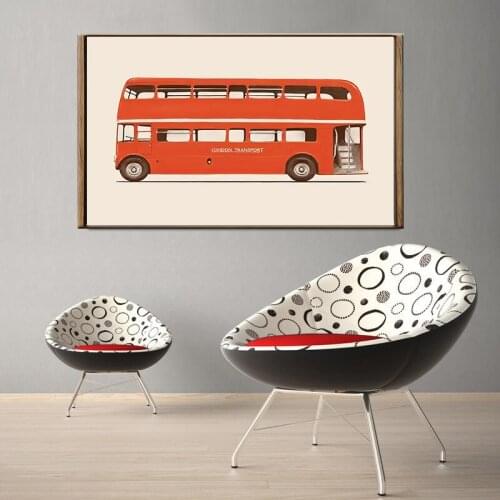 Vintage Canvas Painting Double Decker Bus Car Posters HD Prints Wall Art Pictures for Kids Baby Nursery Room Home Decor