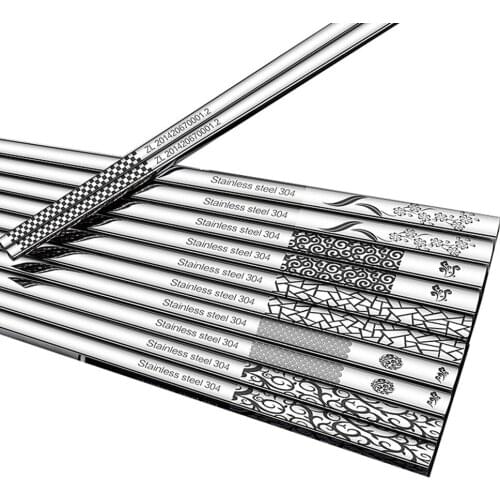 High Quality Korean Stainless Steel Chopsticks Pattern for Gift Anti-scalding Anti-skid 23.5cm