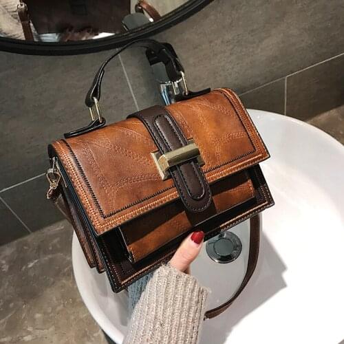 Womens 2020 Winter Small PU Leather Flap Bag Trendy Geometric Pattern Crossbody Shoulder Bag Brand Trend Handbag