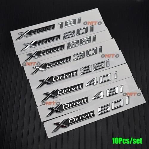 10pcs Decoration Car Logo Letter Plating Xdrive 18i 20i 28i 30i 35i 40i 48i 50i For X1 2 3 4 5 Series Car Emblem Badge Decal