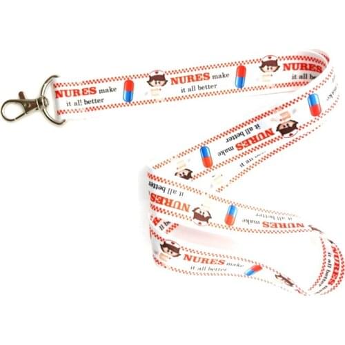 10 pcs cartoon Doctor nurse lanyard Neck Strap Lanyards Card Holders Bank Neck Strap Card Bus ID Holders Rope Key