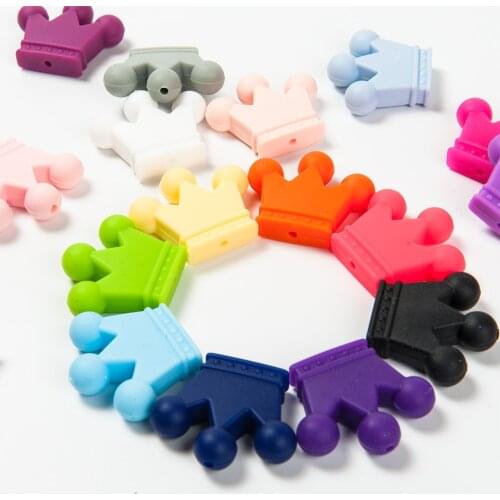 Cute-Idea 10pcs silicone crown beads teether making handmade DIY accessory teething food grade bracelet necklace chain BPA free