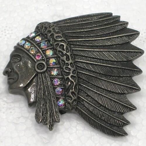 12pcs/lot Wholesale Brooch Rhinestone Indians Chief Head Fashion Pin brooches Jewelry gift C101703