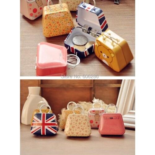 120pcs/Lot Zakka candy tin case Mini Handbag Tinplate Coin Bag Storage Cute Jewelry Box for Kids Birthday Party Favors