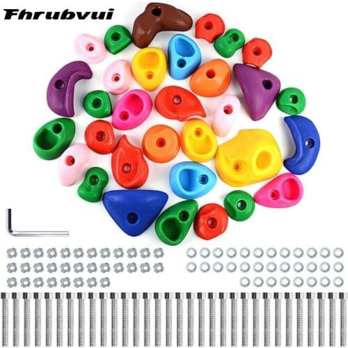 32 Rock Climbing Holds for Kids, Adult Rock Wall Holds Climbing Rock Wall Grips - Includes Mounting Hardware