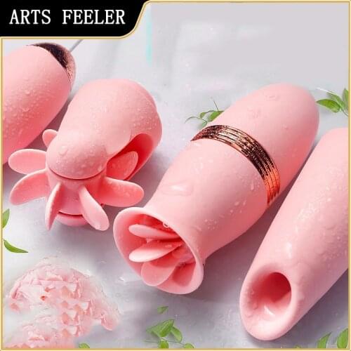 4 in 1 Vibrating Egg Clitoral Stimulator Masturbation Tongue Licking Nipples Sucking Vagina Massage Sex Toys For Women
