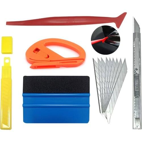 5Pcs/Set Car Foil Tool Vinyl Wrap Film Auto Wrap Tools Kit Auto Sticker Felt Squeegee Scraper Snitty Cutter Car Styling Installa