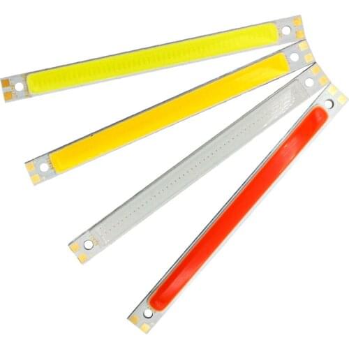 50pcs Wholesale 120x10mm 12V 10W LED COB Chip Strip Light Bar White Blue Green Red Lighting Color for Car Lights DIY LED Lamps