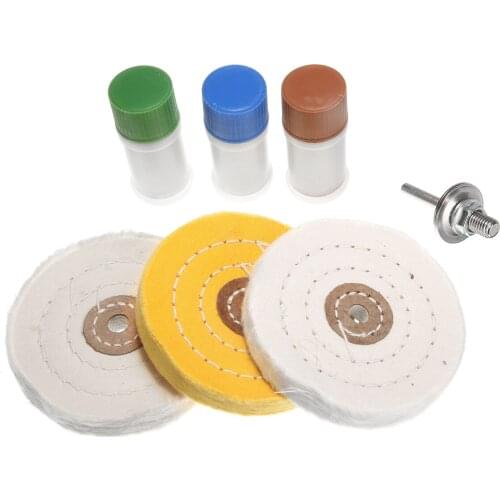 7pcs Polishing Buffing Wheel Tool Set 100mm Cleaning Rotary Buffing Pads + Polishing Compound For Suface Removing Scratches