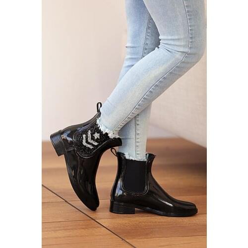 A35211-20Siyah Pink Potin Black Women Boots A35211-20