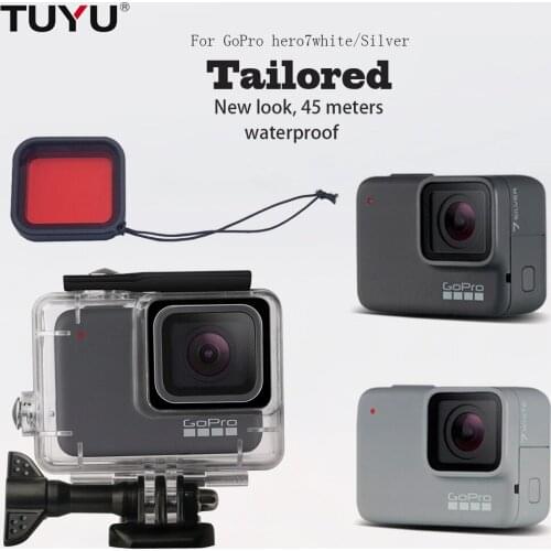For Gopro Hero7Silver & White Action camera Accessories 45m Waterproof Case Housing Underwater Protection Shell Box red Filter