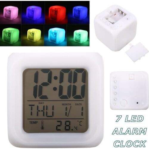 7 Color LED Changing Digital Alarm For Bedroom Kid Home Decorations Clock Night Light Desk Home Indoor Alarm Clocks Accessories