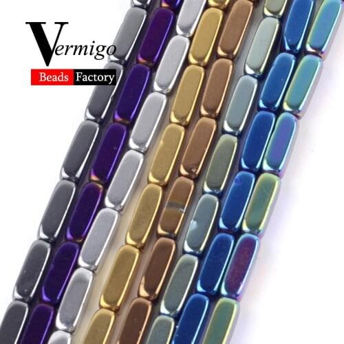 Multicolor Cuboid Shape Hematite Natural Stone Beads For Jewelry Making DIY Necklace Bracelet Spacer Loose Beads 3*9mm 15"