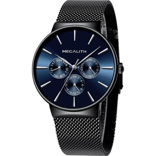MEGALITH analog splendid sport quartz watch man fashion date and week display business watches clock for Reloj de los hombres