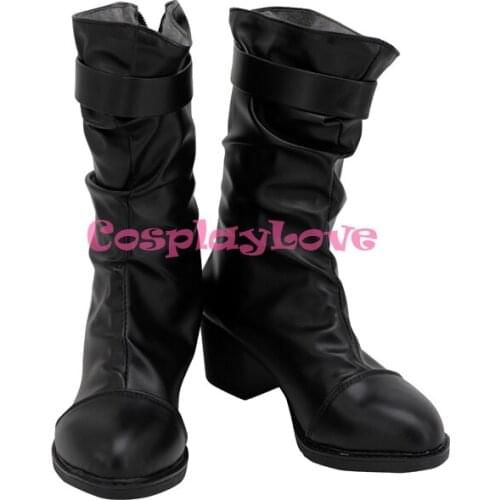 Arknights Melantha Black Shoes Cosplay Long Boots High Heel Leather Custom Made For Party Christmas Halloween
