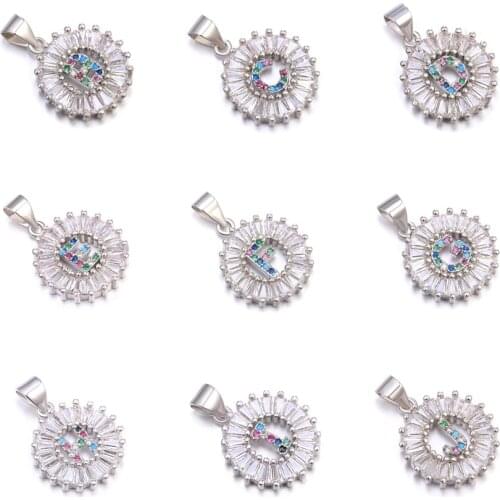 Juya DIY Cubic Zirconia 26 Alphabet A-Z Initial Letter Charms Pendant For Name Jewelry Bracelet Necklace Earring Making Supplies
