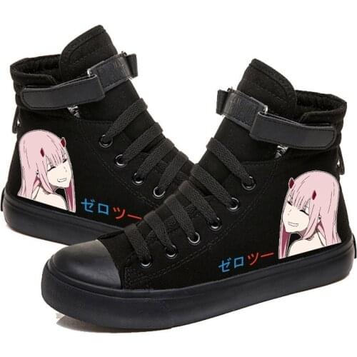 Zero Two 02 Darling in a Franxx Printed Anime Canvas Shoes Flat High-Top Comfy Sneakers Zapatos Chaussure Schuhe