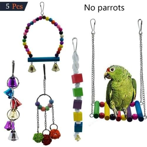 Parrots Toys Bird Accessories Pet Toy Hanging Swing Stand Budgie Parakeet Cage Beads Bells Toys Bird Supplies